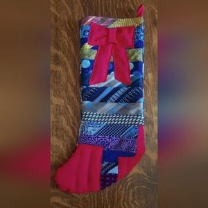 Homemade Repurposed Vintage Tie Christmas Stocking
